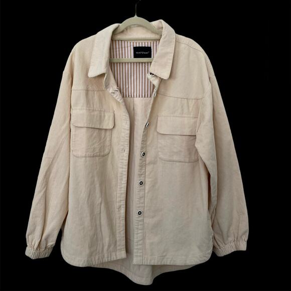 Velvet Heart Corduroy Shacket Shirt Jacket Women XL Cream Utility Western NWOT - Picture 1 of 8